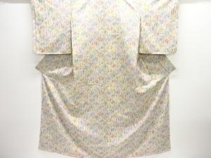 未使用品　斜め格子に竹模様上代紬着物